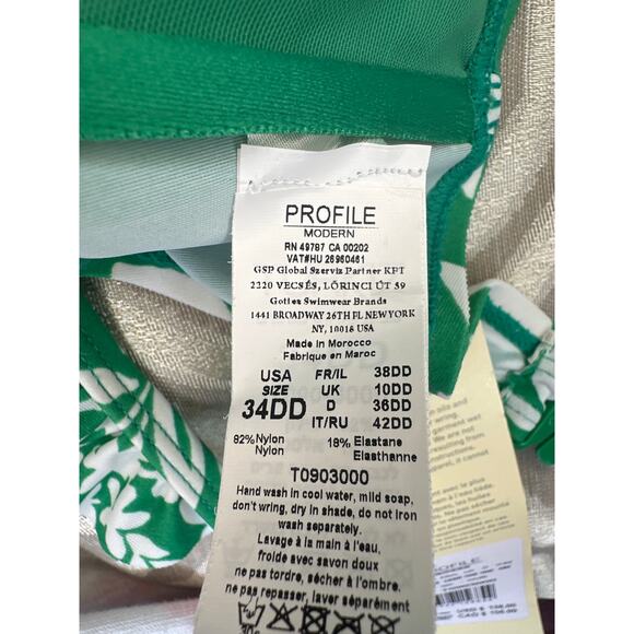 Gottex Profile One Piece Swimsuit‎ 34DD Green Floral Ruffle Bandeau Swim NWT - Picture 5 of 6